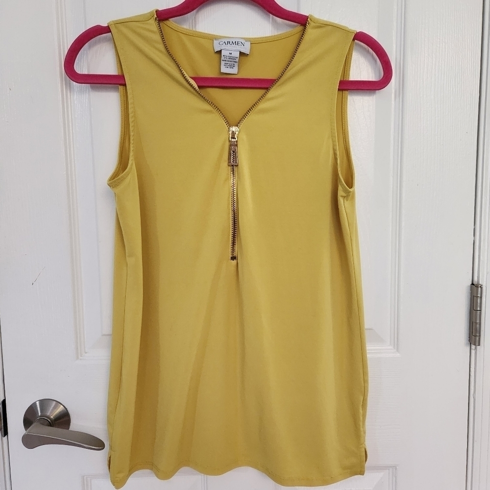 Carmen Marc Valvo Sleeveless Top Mustard Yellow
